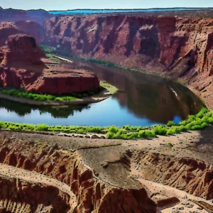 Artistic representation for Can eating less beef and dairy help save the Colorado River ? Let's explore the potential of dietary changes to combat the Colorado River's crisis.