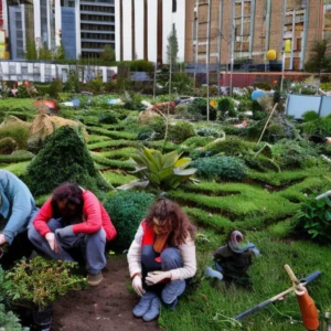 Artistic representation for Guerrilla gardeners unafraid to break law to fight climate , affordability crises.