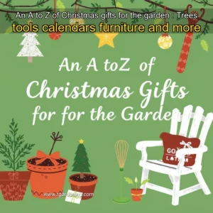 Artistic representation for An A to Z of Christmas gifts for the garden : Trees tools calendars furniture and more