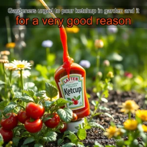 Artistic representation for Gardeners urged to pour ketchup in garden and it for a very good reason